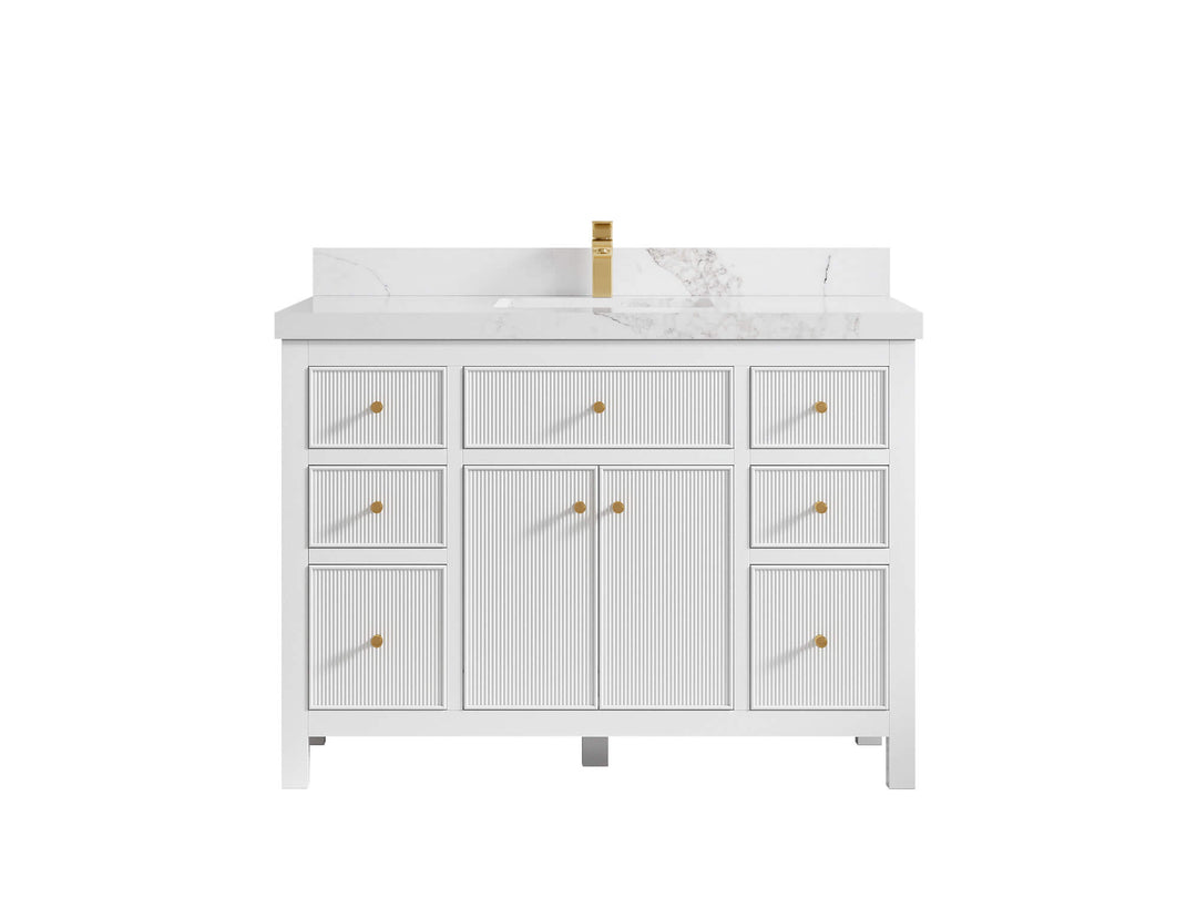 Sonoma 48 in. W x 22 in. D Single Sink Bathroom Vanity in White with 2 in. Calacatta Nuvo Quartz Countertop