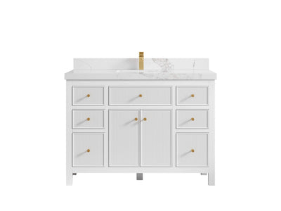 Sonoma 48 in. W x 22 in. D Single Sink Bathroom Vanity in White with 2 in. Calacatta Nuvo Quartz Countertop