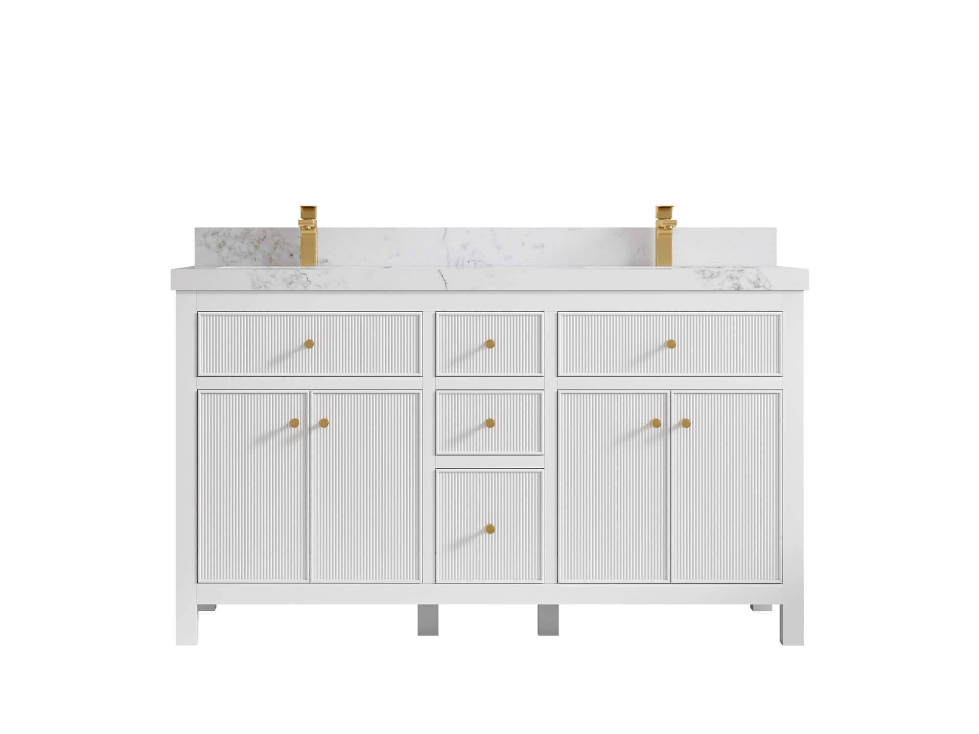 Sonoma 60 in W x 22 in D Free Standing Reeded Double Sink Bathroom Vanity