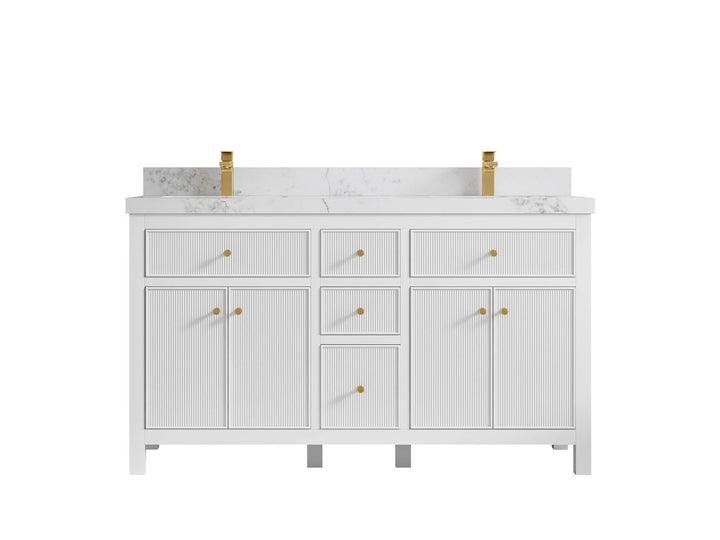 Sonoma 60 in W x 22 in D Free Standing Reeded Double Sink Bathroom Vanity - photo 11