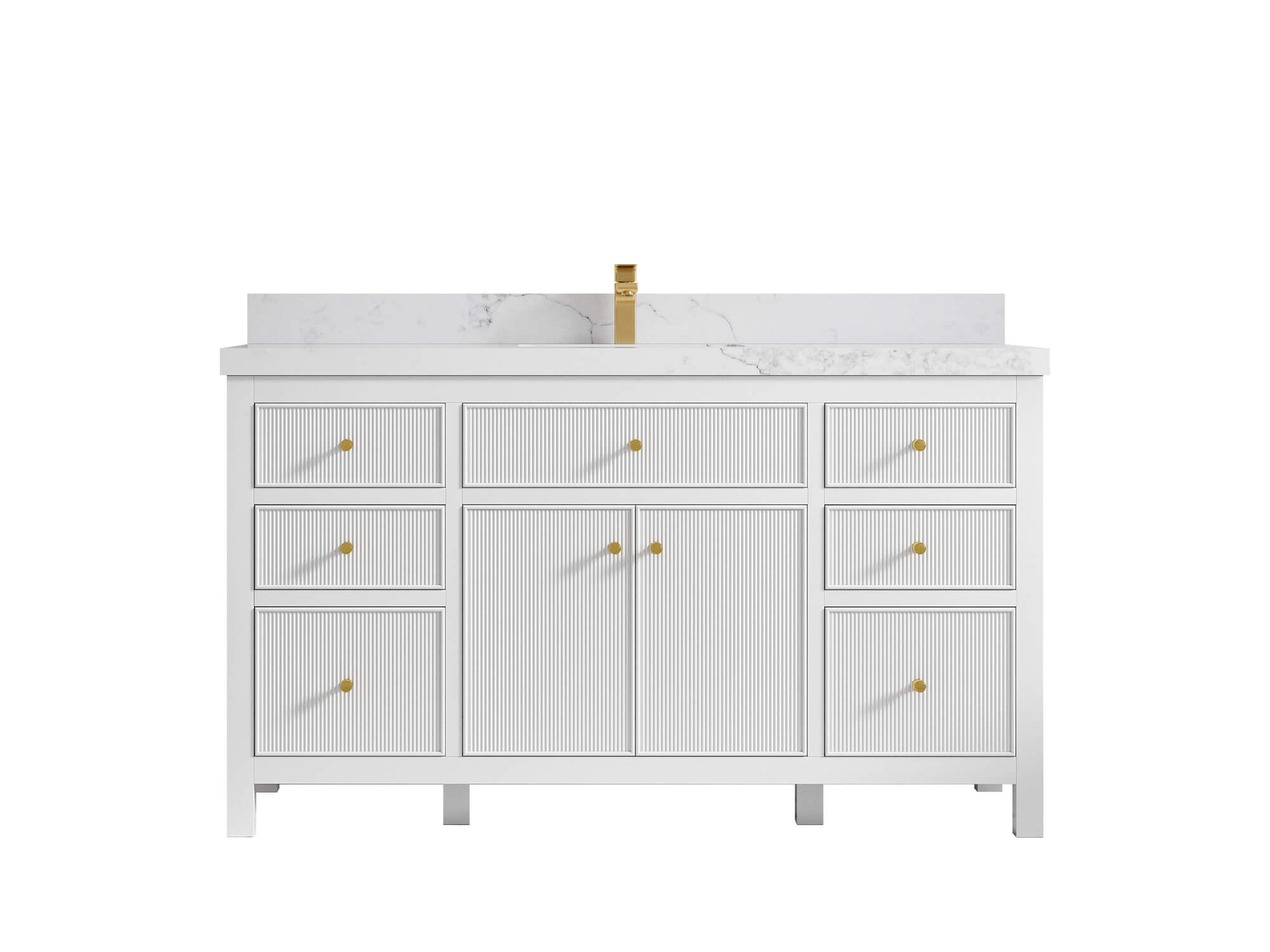 Sonoma 60 in W x 22 in D Free Standing Reeded Single Sink Bathroom Vanity