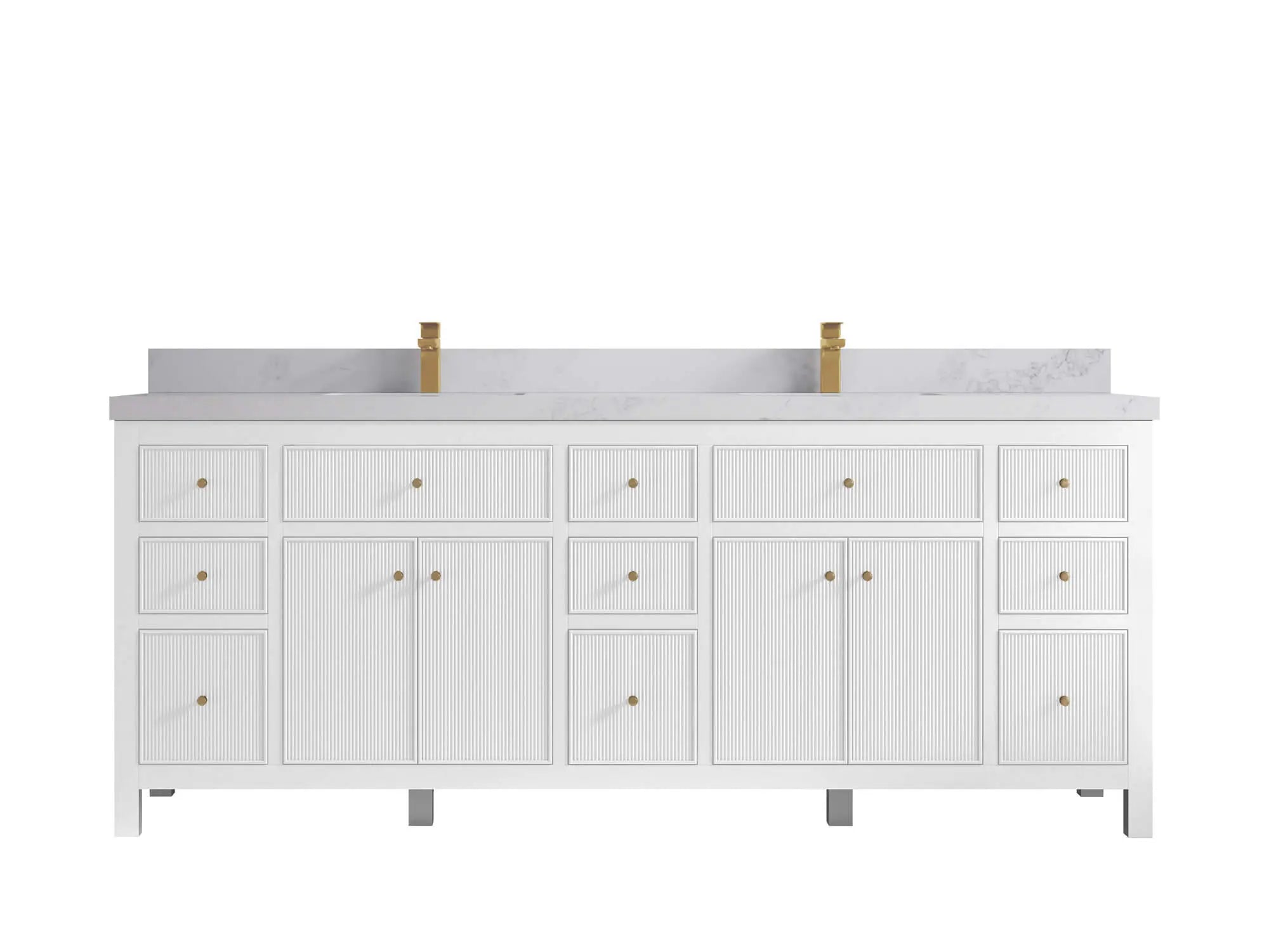 Sonoma 84 in W x 22 in D Free Standing Reeded Double Sink Bathroom Vanity