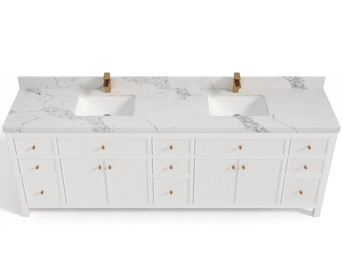Sonoma 96 in W x 22 in D Free Standing Reeded Double Sink Bathroom Vanity