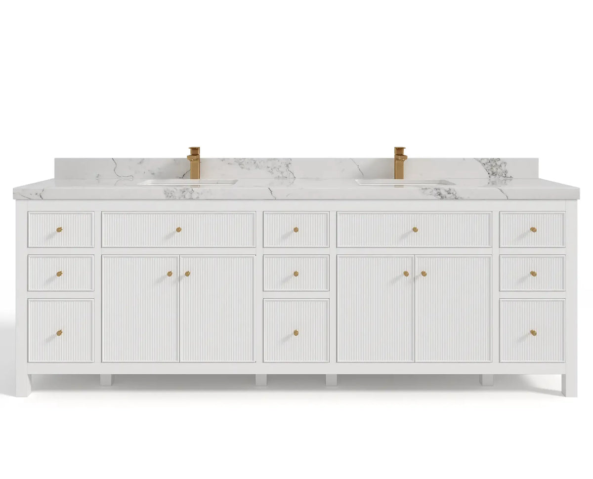 Sonoma 96 in W x 22 in D Free Standing Reeded Double Sink Bathroom Vanity