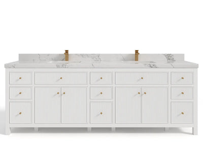 Sonoma 96 in W x 22 in D Free Standing Reeded Double Sink Bathroom Vanity