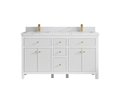 Sonoma 60 in W x 22 in D Free Standing Reeded Double Sink Bathroom Vanity