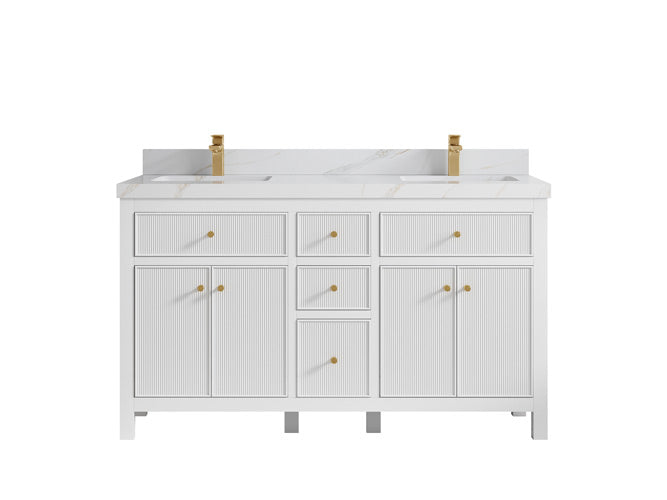 Sonoma 60 in W x 22 in D Free Standing Reeded Double Sink Bathroom Vanity