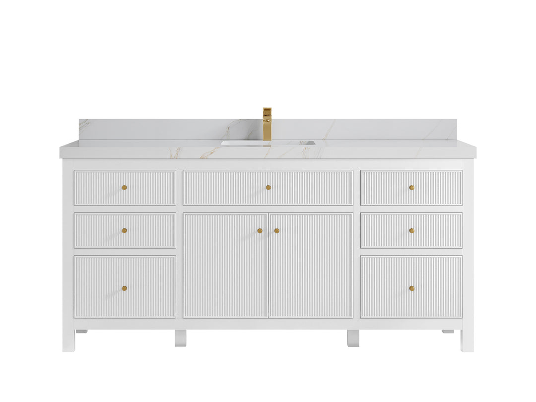Sonoma 72 in W x 22 in D Free Standing Reeded Single Sink Bathroom Vanity