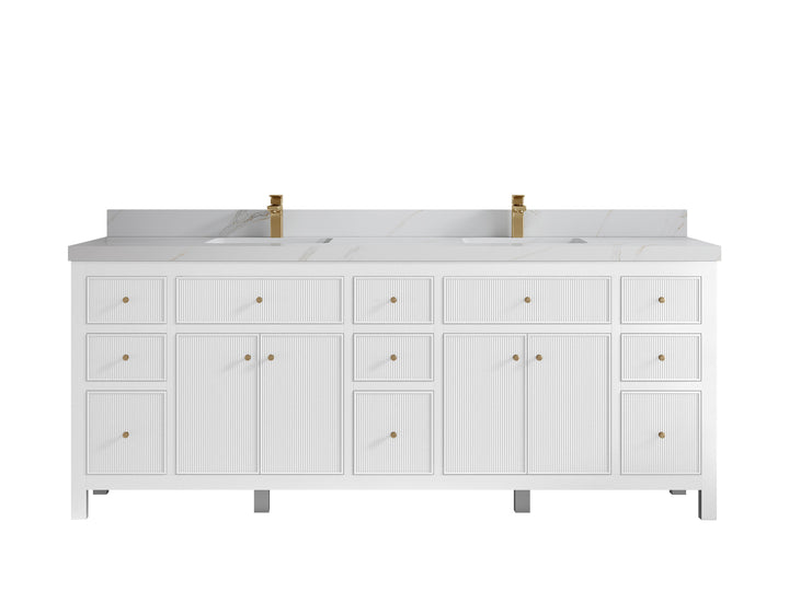 Sonoma 84 in W x 22 in D Free Standing Reeded Double Sink Bathroom Vanity - photo 31