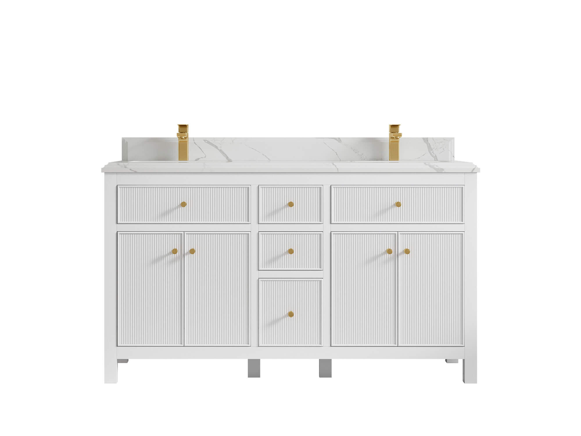 Sonoma 60 in W x 22 in D Free Standing Reeded Double Sink Bathroom Vanity