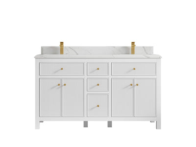 Sonoma 60 in W x 22 in D Free Standing Reeded Double Sink Bathroom Vanity