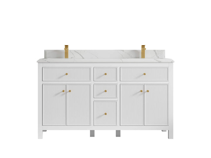 Sonoma 60 in W x 22 in D Free Standing Reeded Double Sink Bathroom Vanity - photo 15