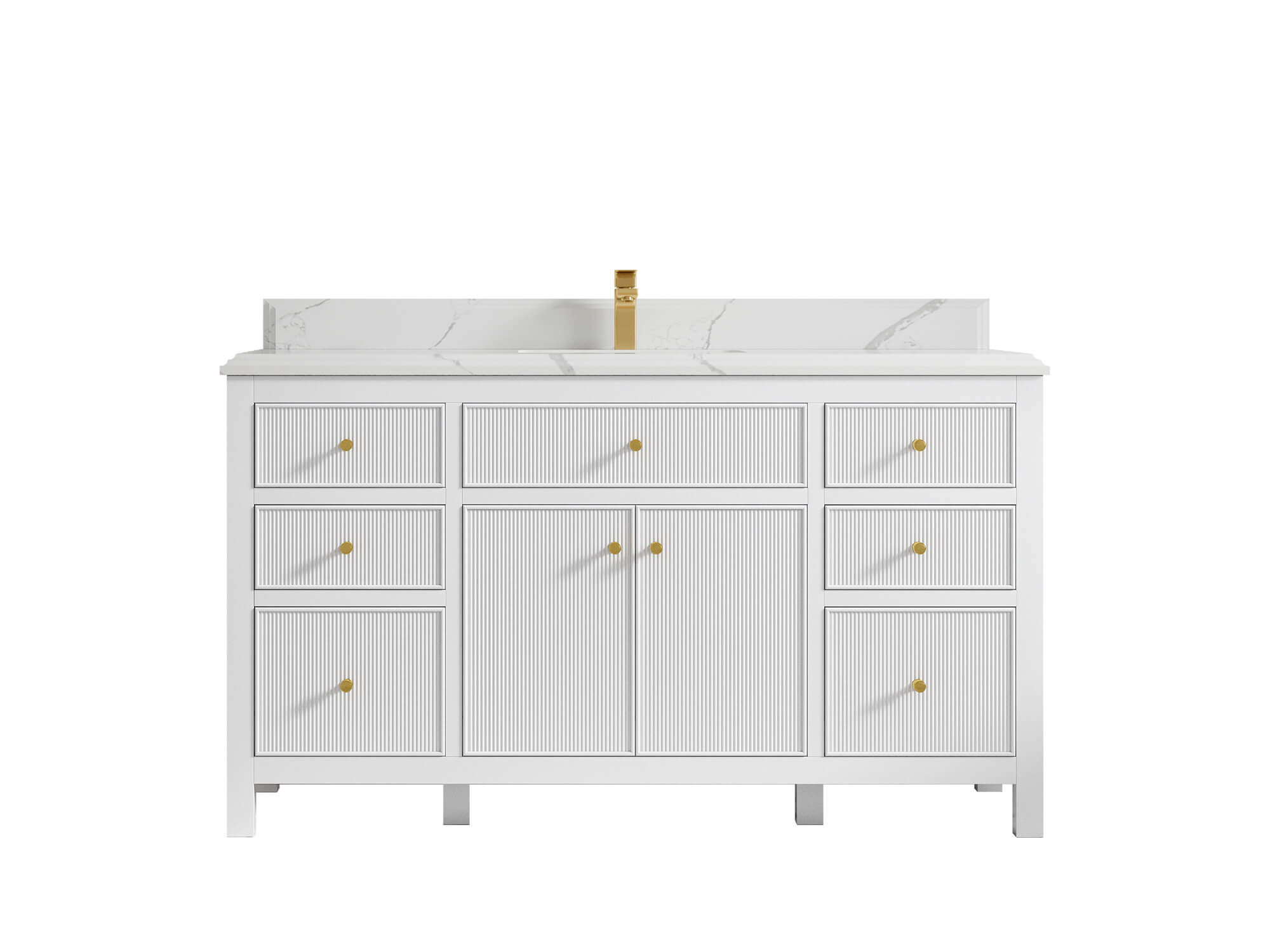 Sonoma 60 in W x 22 in D Free Standing Reeded Single Sink Bathroom Vanity