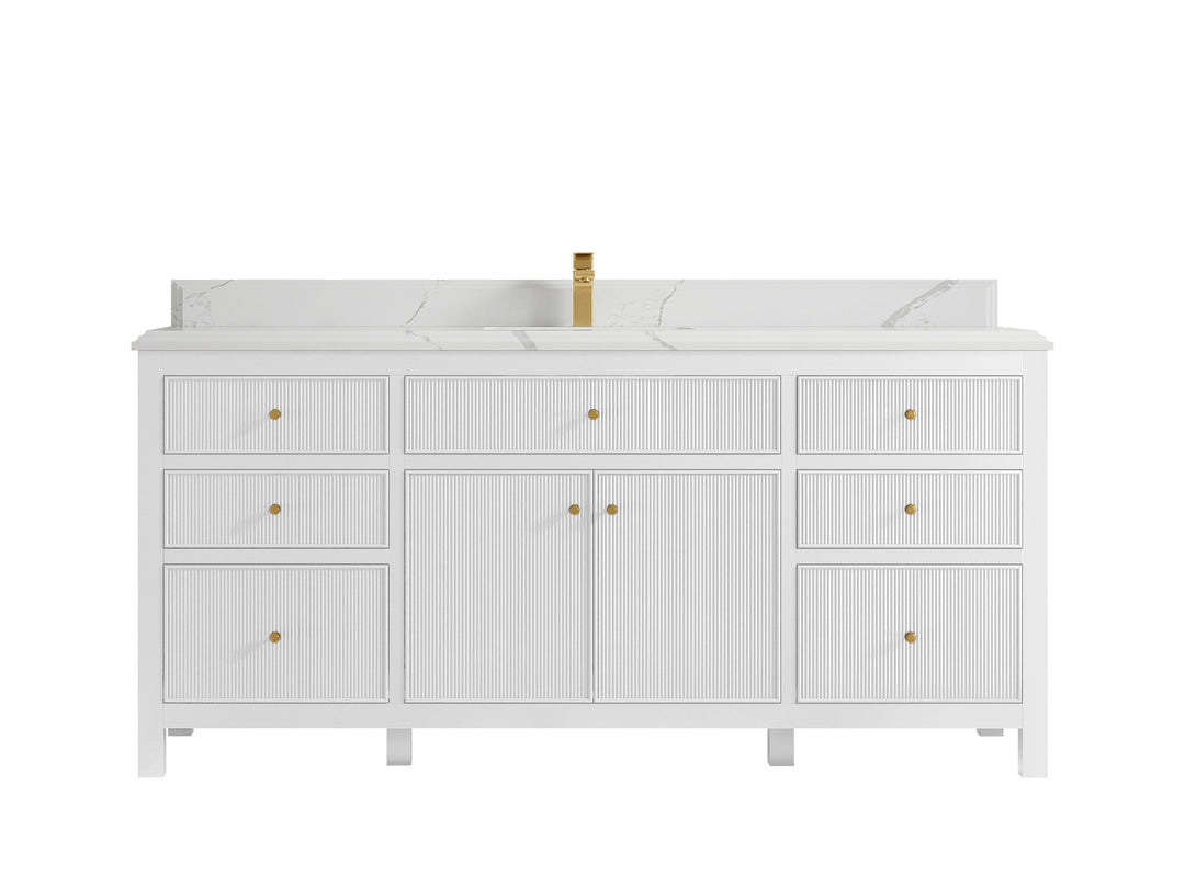 Sonoma 72 in W x 22 in D Free Standing Reeded Single Sink Bathroom Vanity