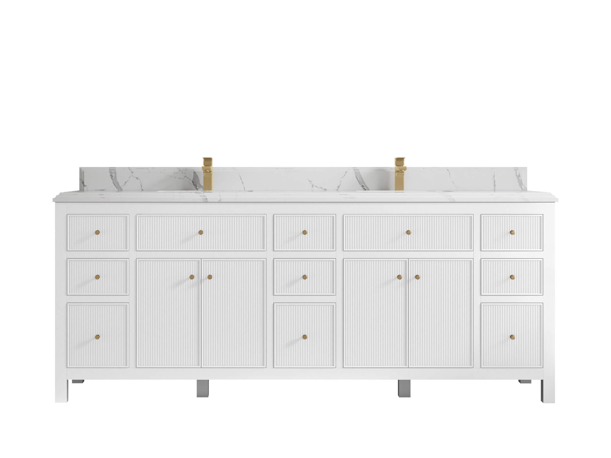 Sonoma 84 in W x 22 in D Free Standing Reeded Double Sink Bathroom Vanity