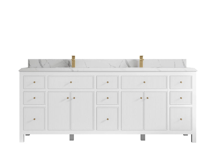 Sonoma 84 in W x 22 in D Free Standing Reeded Double Sink Bathroom Vanity - photo 14