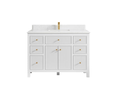 Sonoma 48 in. W x 22 in. D Single Sink Bathroom Vanity in White with Double Cove Edge 1.5 in Empira White Quartz Countertop
