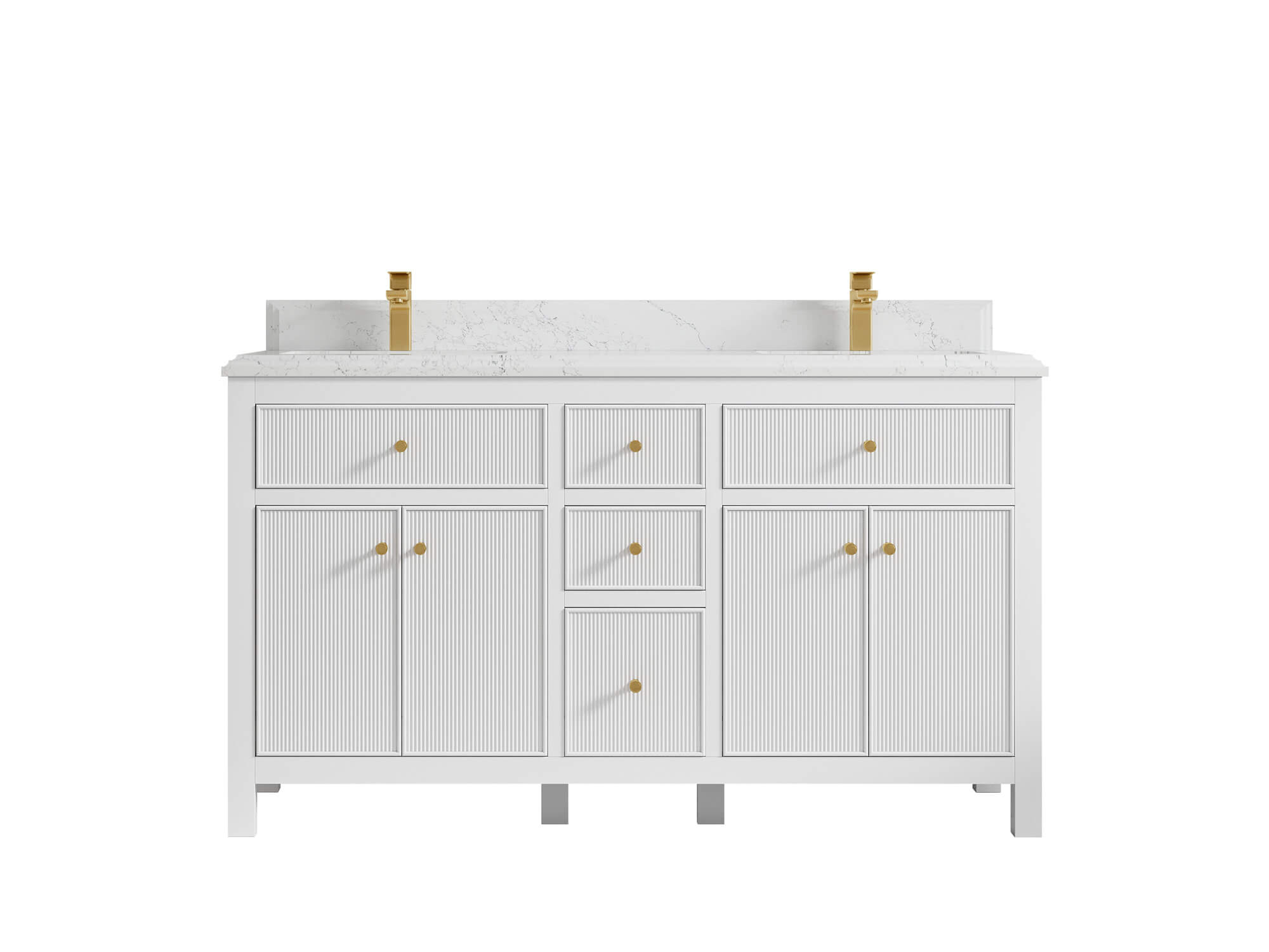 Sonoma 60 in W x 22 in D Free Standing Reeded Double Sink Bathroom Vanity