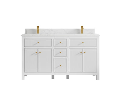 Sonoma 60 in W x 22 in D Free Standing Reeded Double Sink Bathroom Vanity