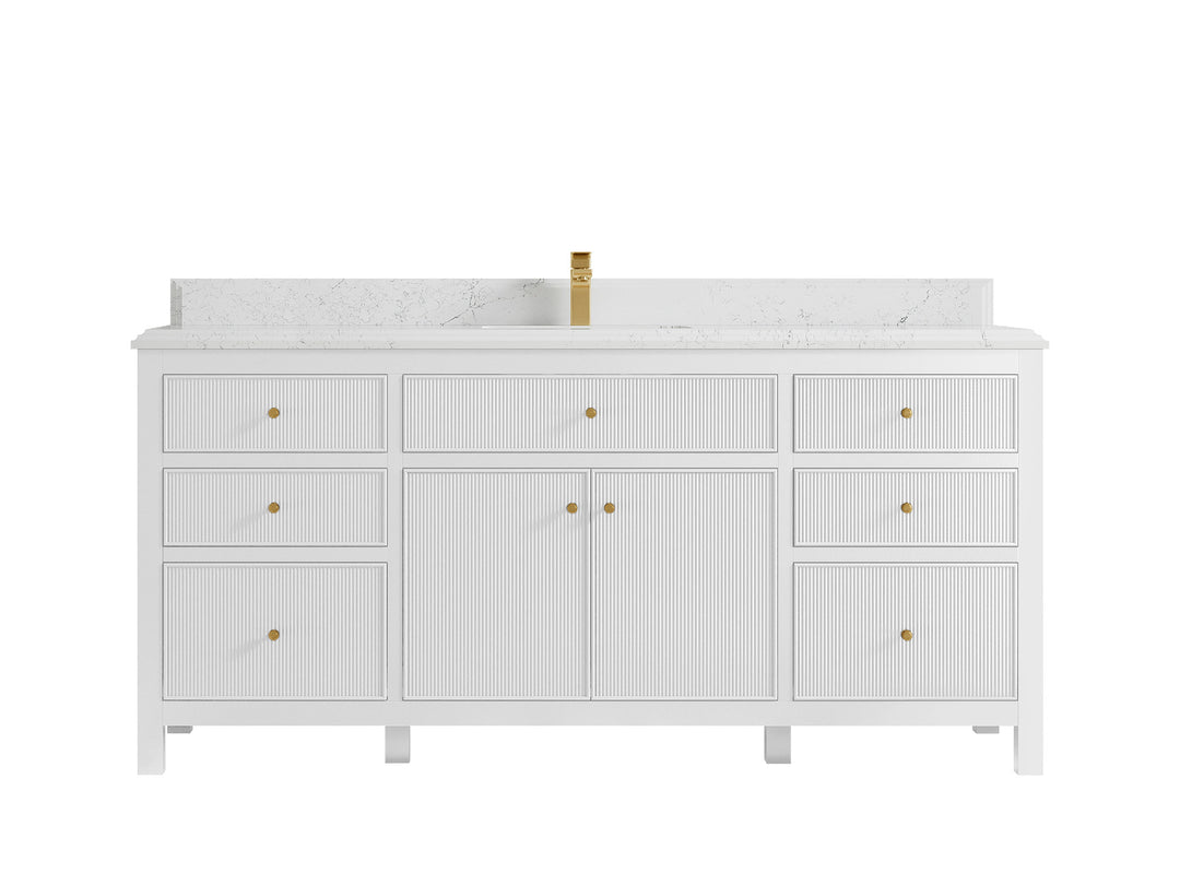 Sonoma 72 in W x 22 in D Free Standing Reeded Single Sink Bathroom Vanity
