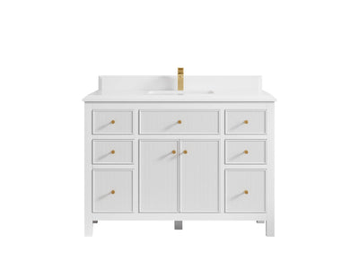 Sonoma 48 in. W x 22 in. D Single Sink Bathroom Vanity in White with Double Cove Edge 1.5 in White Quartz Countertop