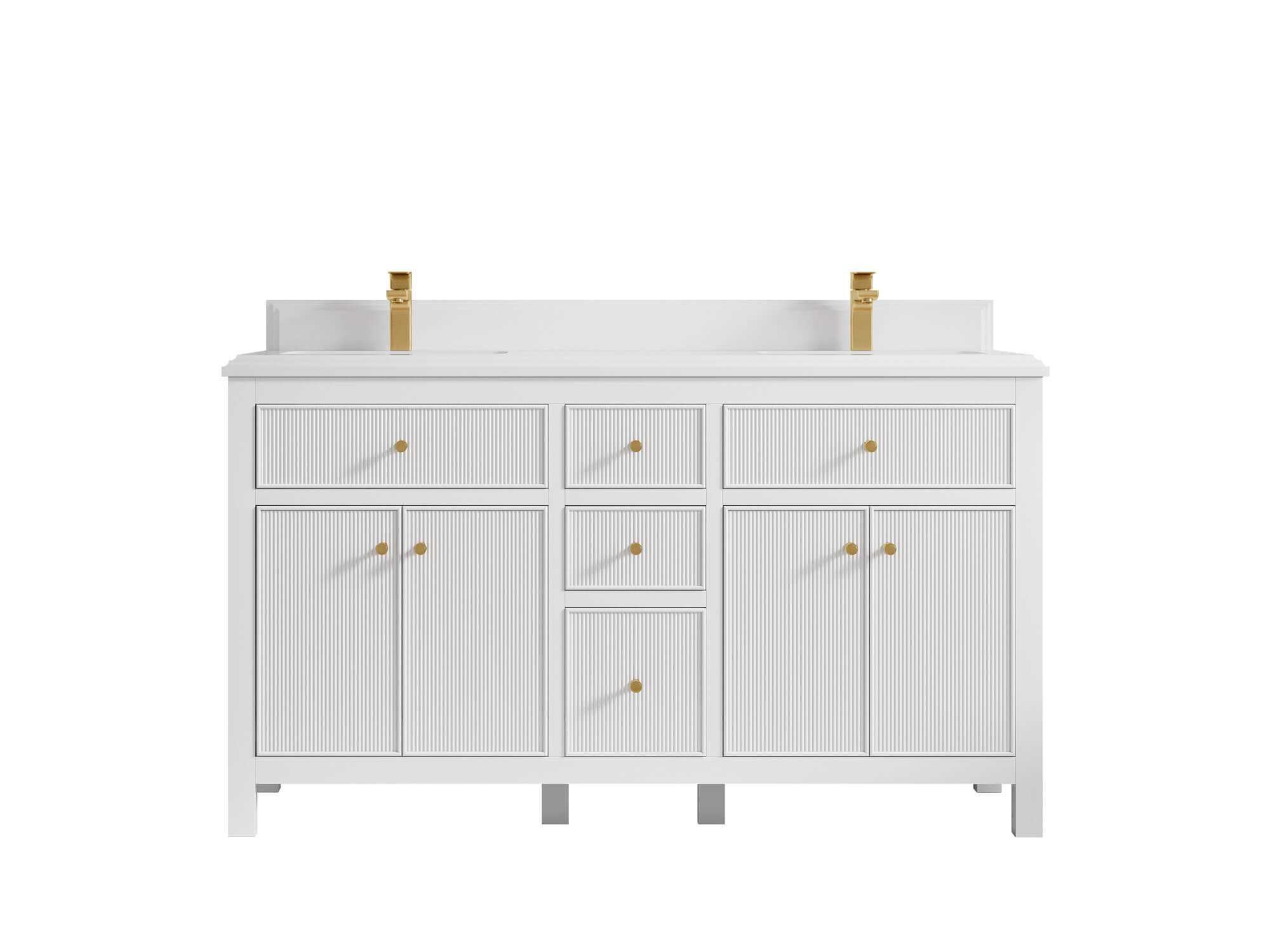 Sonoma 60 in W x 22 in D Free Standing Reeded Double Sink Bathroom Vanity