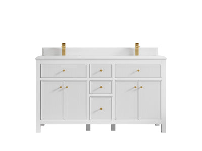 Sonoma 60 in W x 22 in D Free Standing Reeded Double Sink Bathroom Vanity