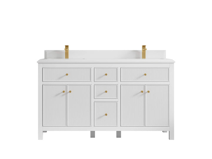 Sonoma 60 in W x 22 in D Free Standing Reeded Double Sink Bathroom Vanity - photo 17
