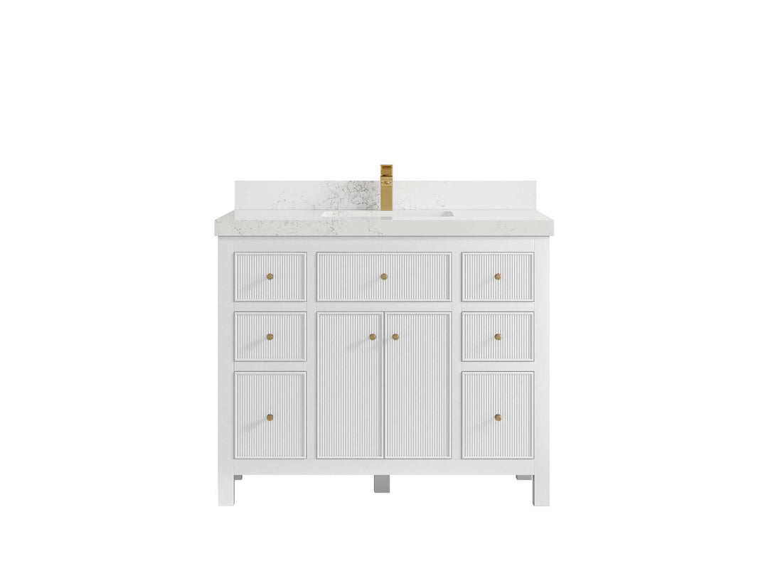Sonoma 42 in. W x 22 in. D Single Sink Bathroom Vanity in White with 2 in. Empira White Quartz Countertop