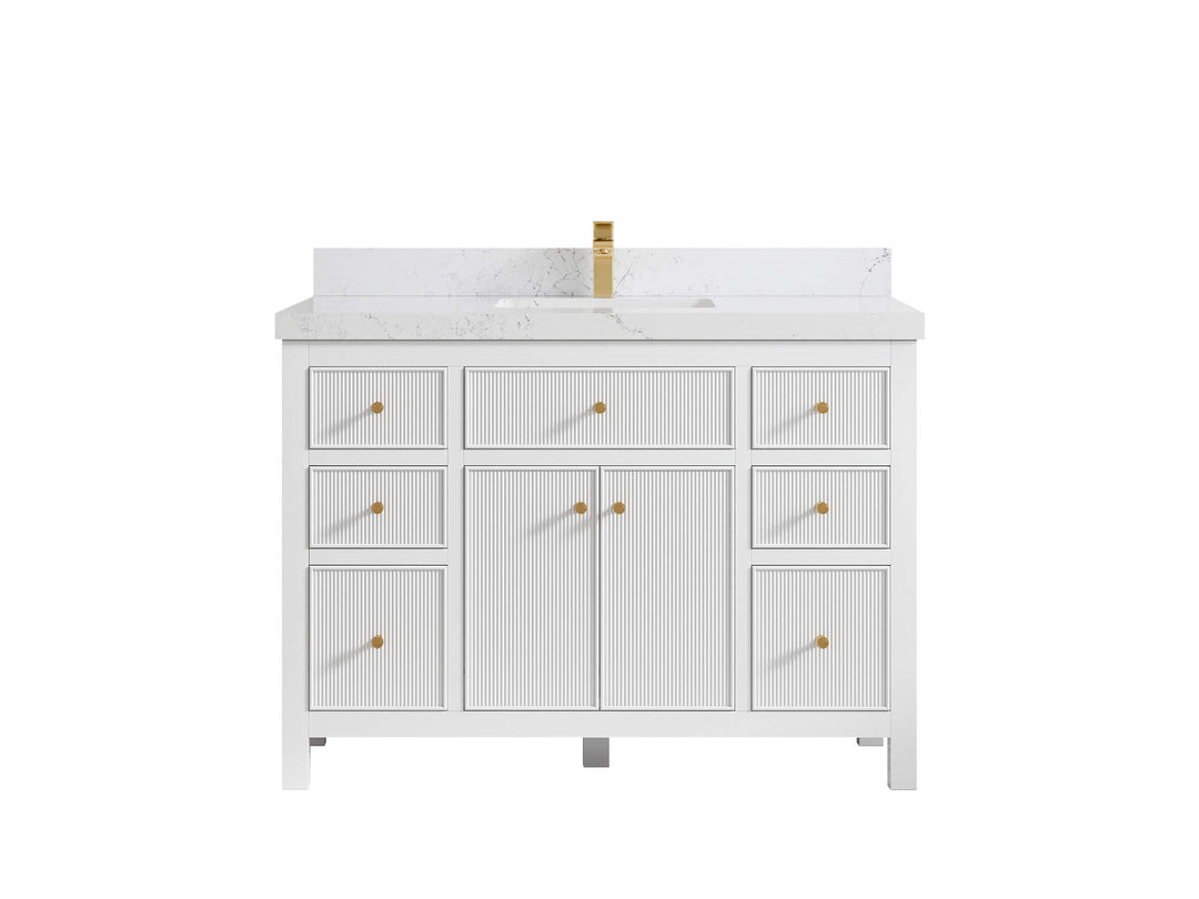 Sonoma 48 in. W x 22 in. D Single Sink Bathroom Vanity in White with 2 in. Empira White Quartz Countertop