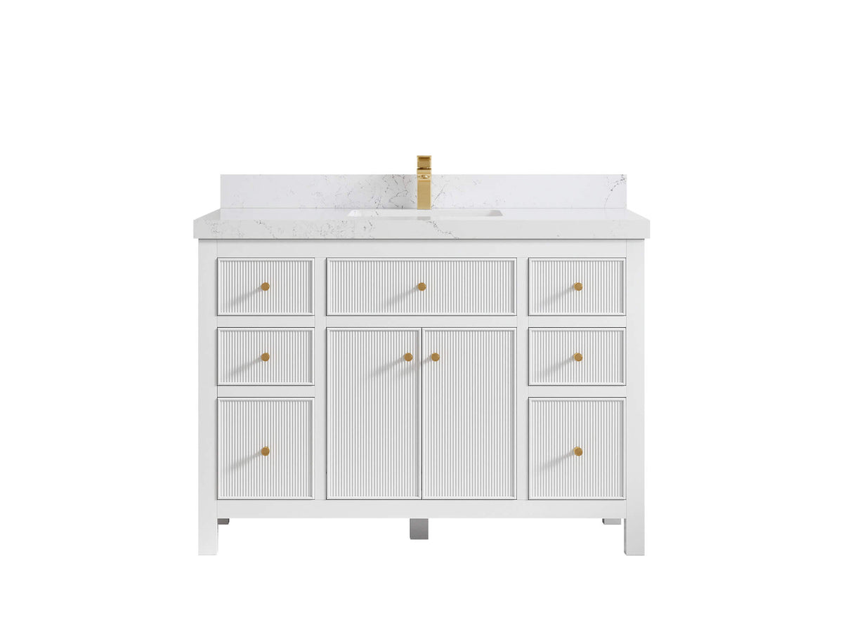 Sonoma 48 in. W x 22 in. D Single Sink Bathroom Vanity in White with 2 in. Empira White Quartz Countertop