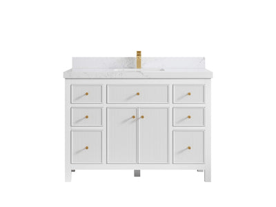 Sonoma 48 in. W x 22 in. D Single Sink Bathroom Vanity in White with 2 in. Empira White Quartz Countertop