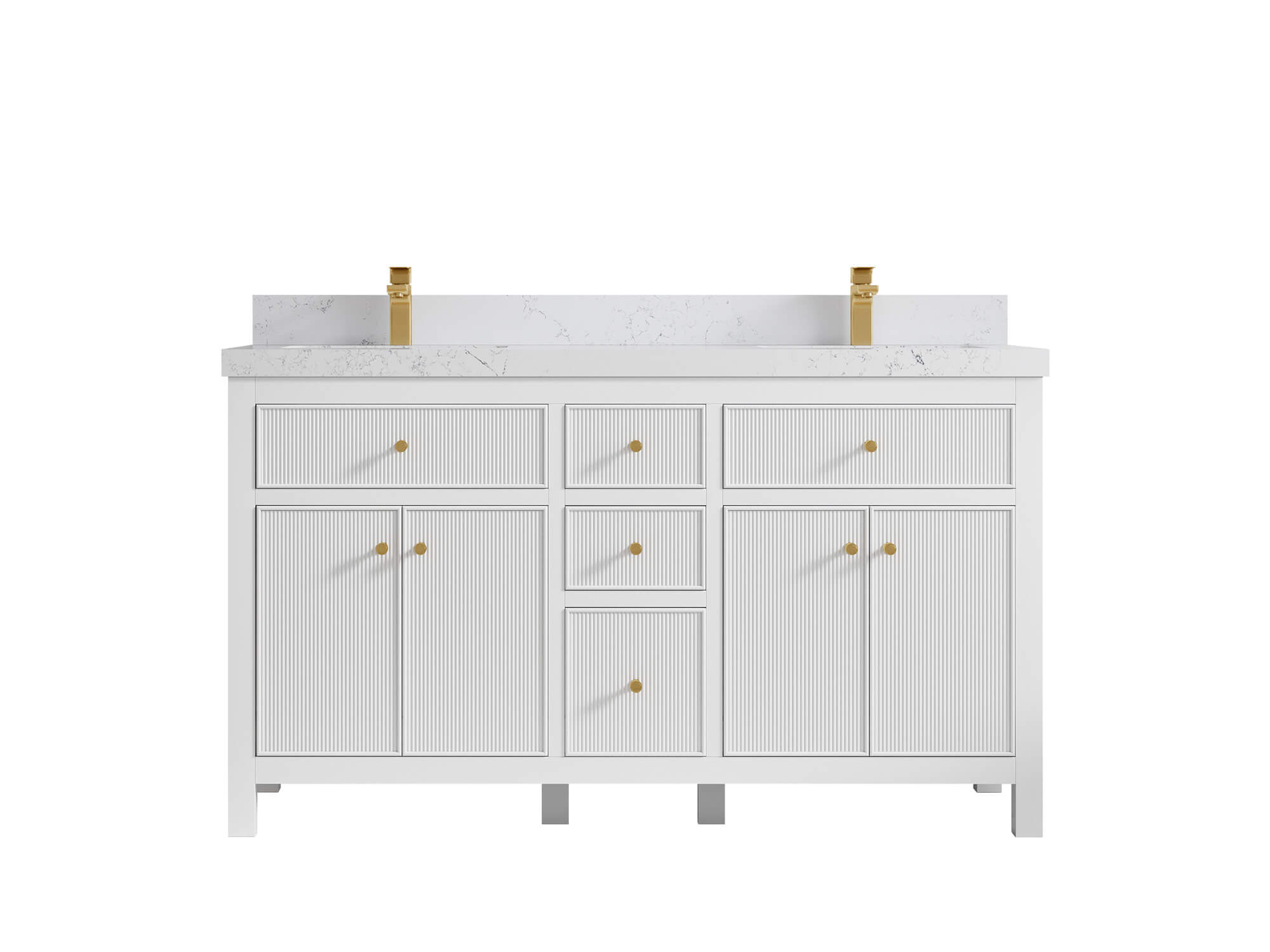 Sonoma 60 in W x 22 in D Free Standing Reeded Double Sink Bathroom Vanity