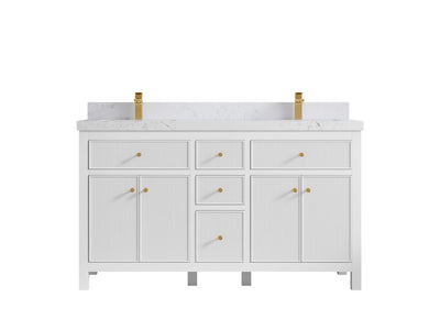 Sonoma 60 in W x 22 in D Free Standing Reeded Double Sink Bathroom Vanity