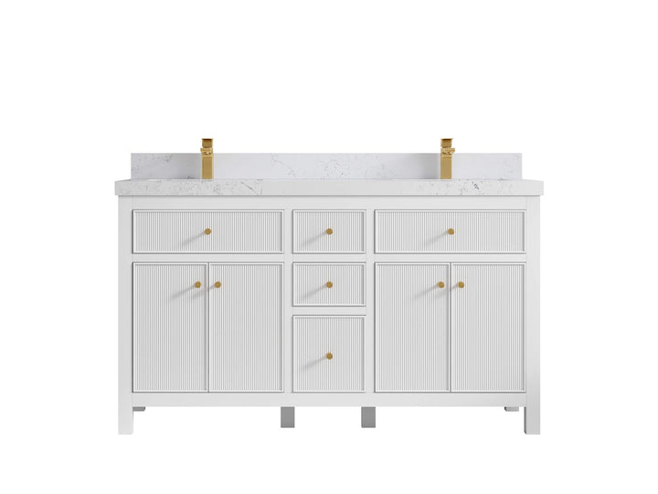 Sonoma 60 in W x 22 in D Free Standing Reeded Double Sink Bathroom Vanity - photo 18