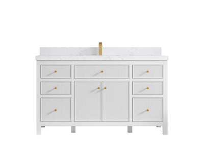 Sonoma 60 in W x 22 in D Free Standing Reeded Single Sink Bathroom Vanity