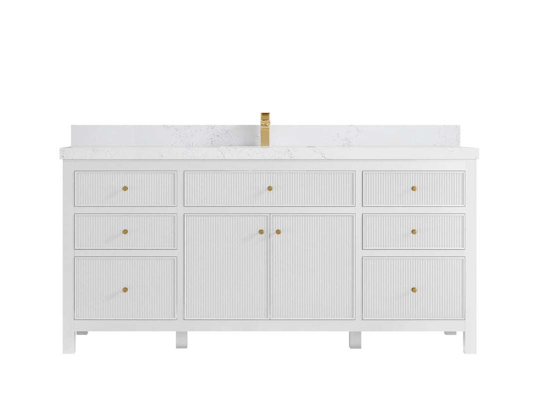 Sonoma 72 in W x 22 in D Free Standing Reeded Single Sink Bathroom Vanity