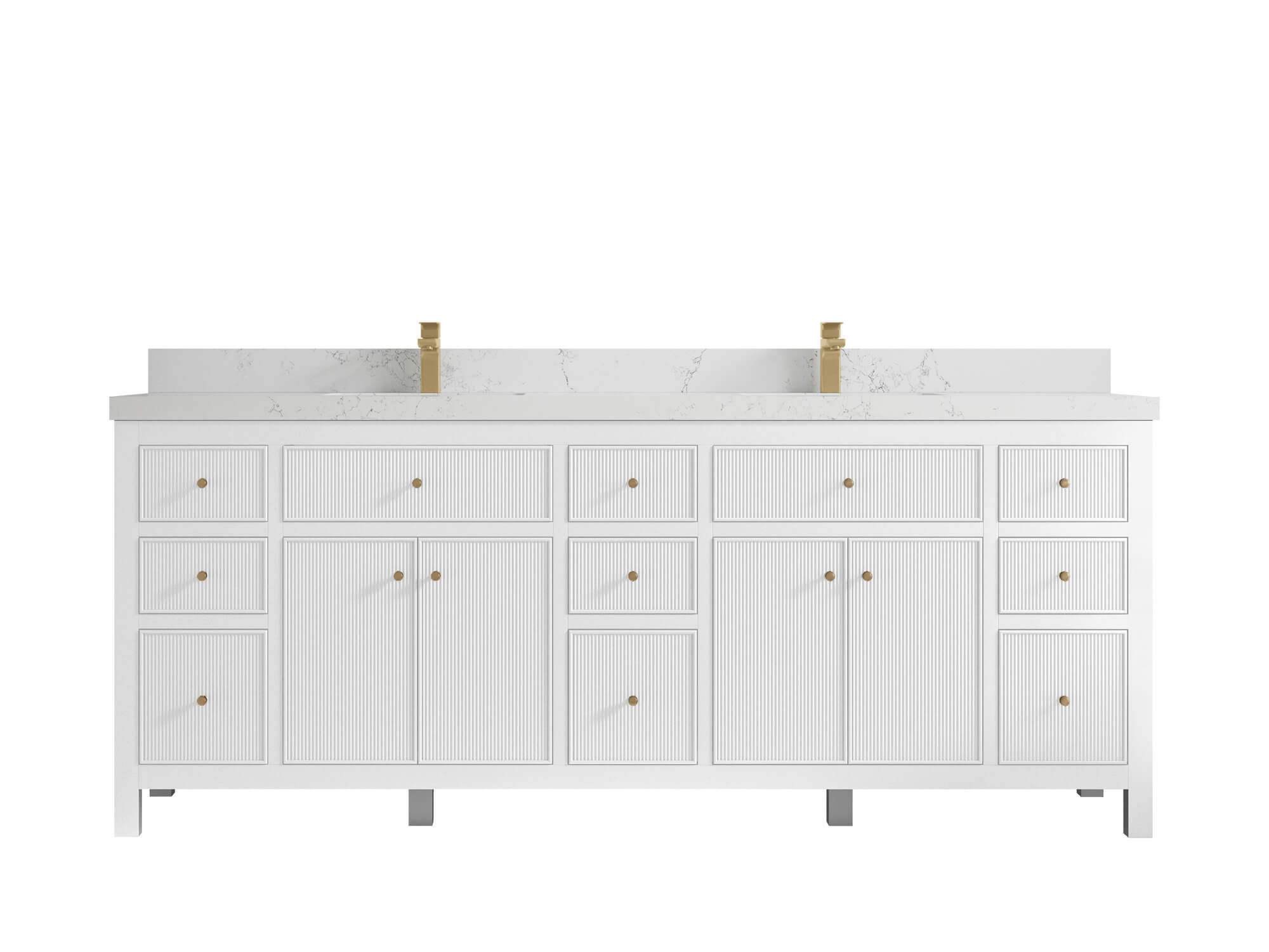 Sonoma 84 in W x 22 in D Free Standing Reeded Double Sink Bathroom Vanity