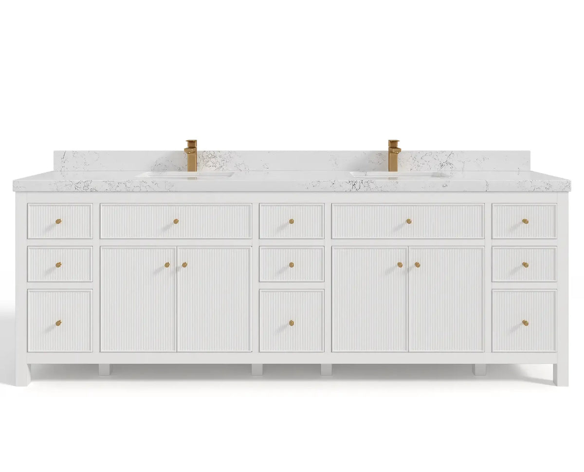 Sonoma 96 in W x 22 in D Free Standing Reeded Double Sink Bathroom Vanity