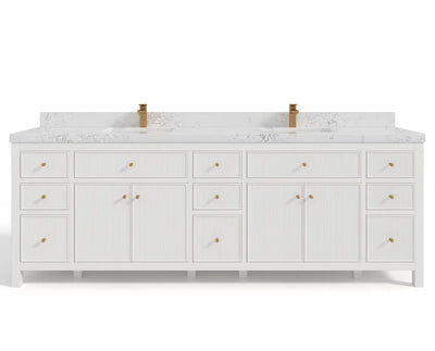 Sonoma 96 in W x 22 in D Free Standing Reeded Double Sink Bathroom Vanity