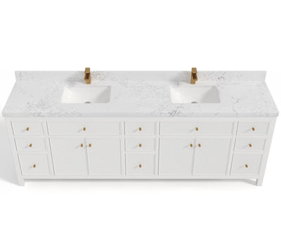 Sonoma 96 in W x 22 in D Free Standing Reeded Double Sink Bathroom Vanity