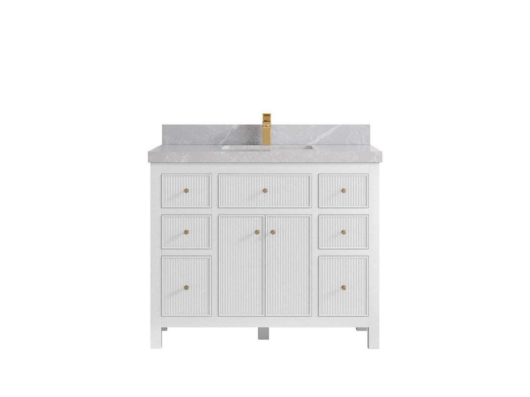 Sonoma 42 in. W x 22 in. D Single Sink Bathroom Vanity in White with 2 in. Pearl Light Gray Quartz Countertop