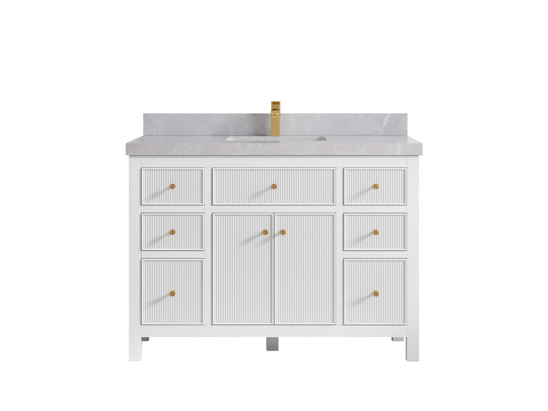 Sonoma 48 in. W x 22 in. D Single Sink Bathroom Vanity in White with 2 in. Pearl Light Gray Quartz Countertop