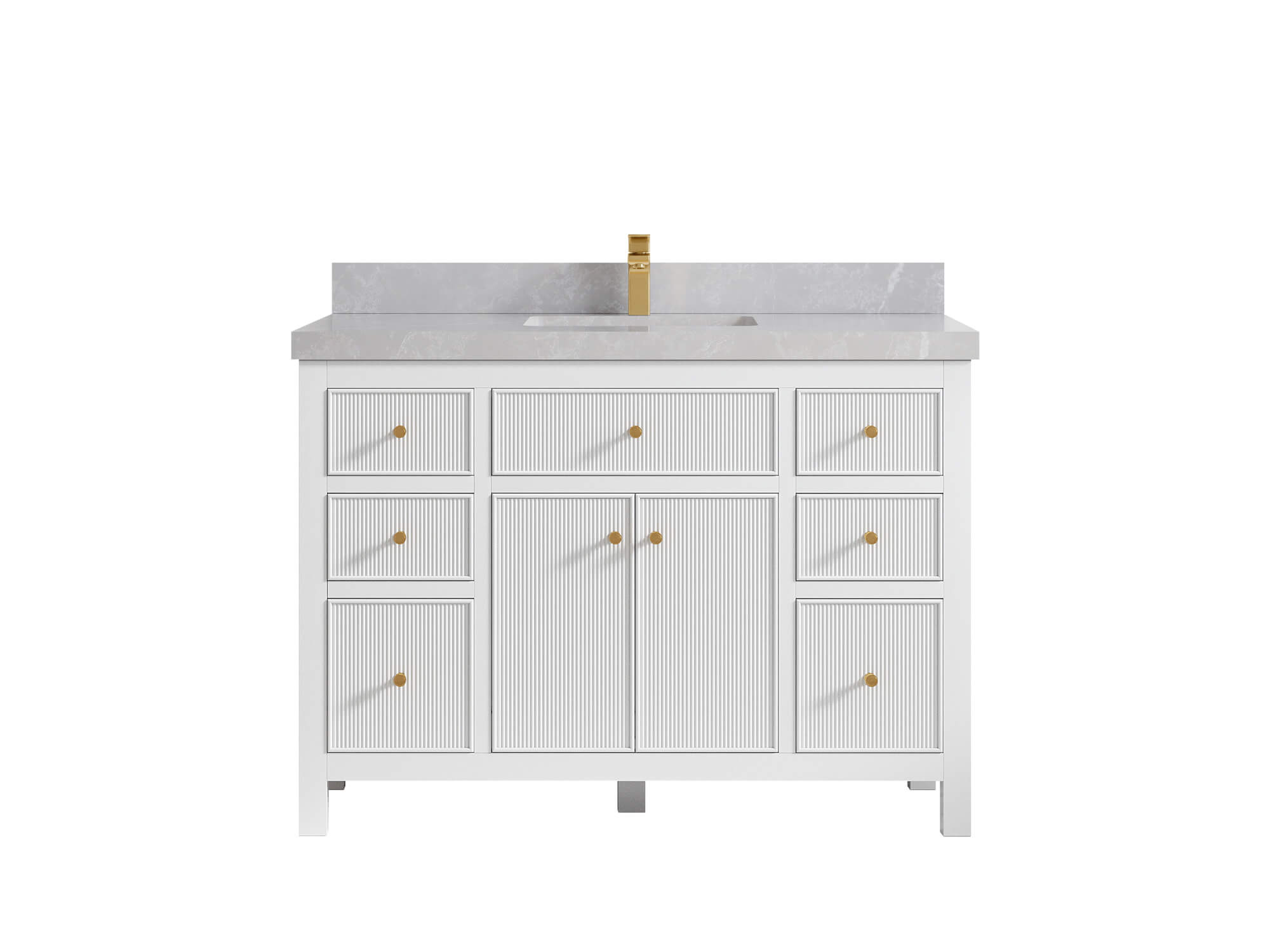 Sonoma 48 in. W x 22 in. D Single Sink Bathroom Vanity in White with 2 in. Pearl Light Gray Quartz Countertop