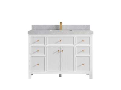 Sonoma 48 in. W x 22 in. D Single Sink Bathroom Vanity in White with 2 in. Pearl Light Gray Quartz Countertop