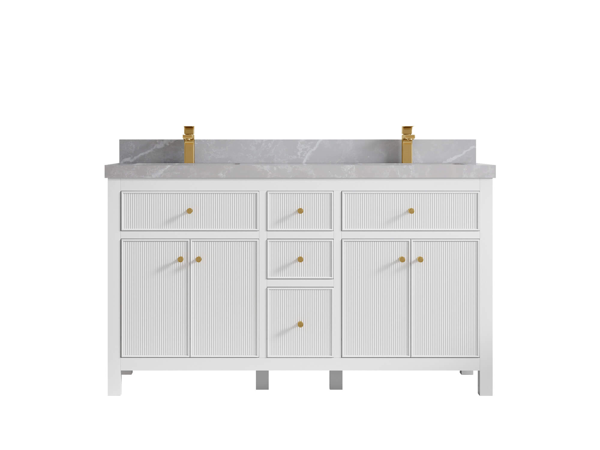 Sonoma 60 in W x 22 in D Free Standing Reeded Double Sink Bathroom Vanity