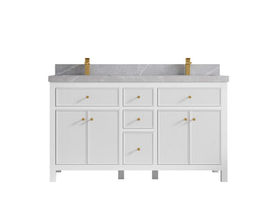 Sonoma 60 in W x 22 in D Free Standing Reeded Double Sink Bathroom Vanity