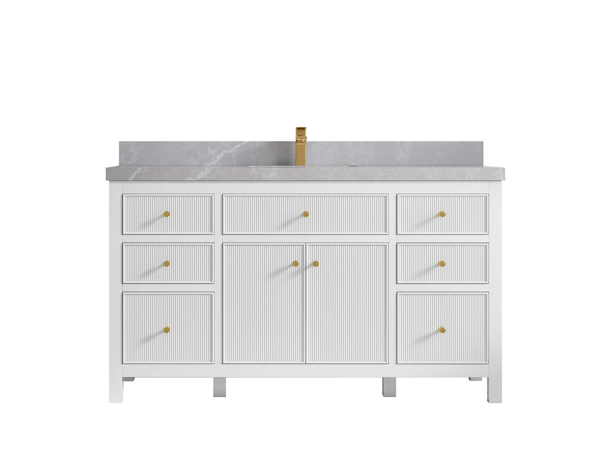 Sonoma 60 in W x 22 in D Free Standing Reeded Single Sink Bathroom Vanity