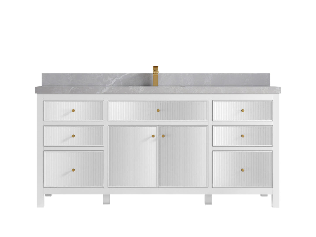 Sonoma 72 in W x 22 in D Free Standing Reeded Single Sink Bathroom Vanity