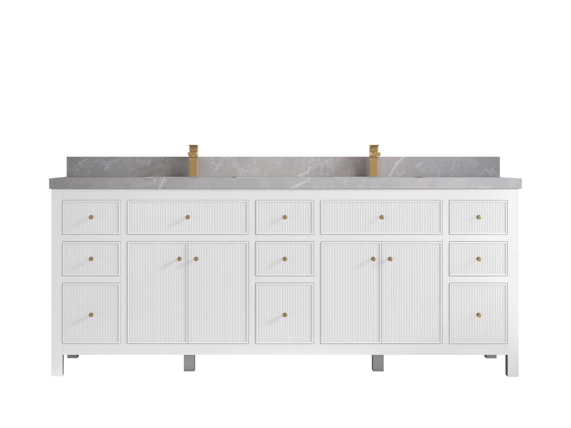 Sonoma 84 in W x 22 in D Free Standing Reeded Double Sink Bathroom Vanity
